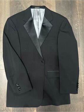 Stafford Black Satin Lapel Tuxedo Blazer, 38R